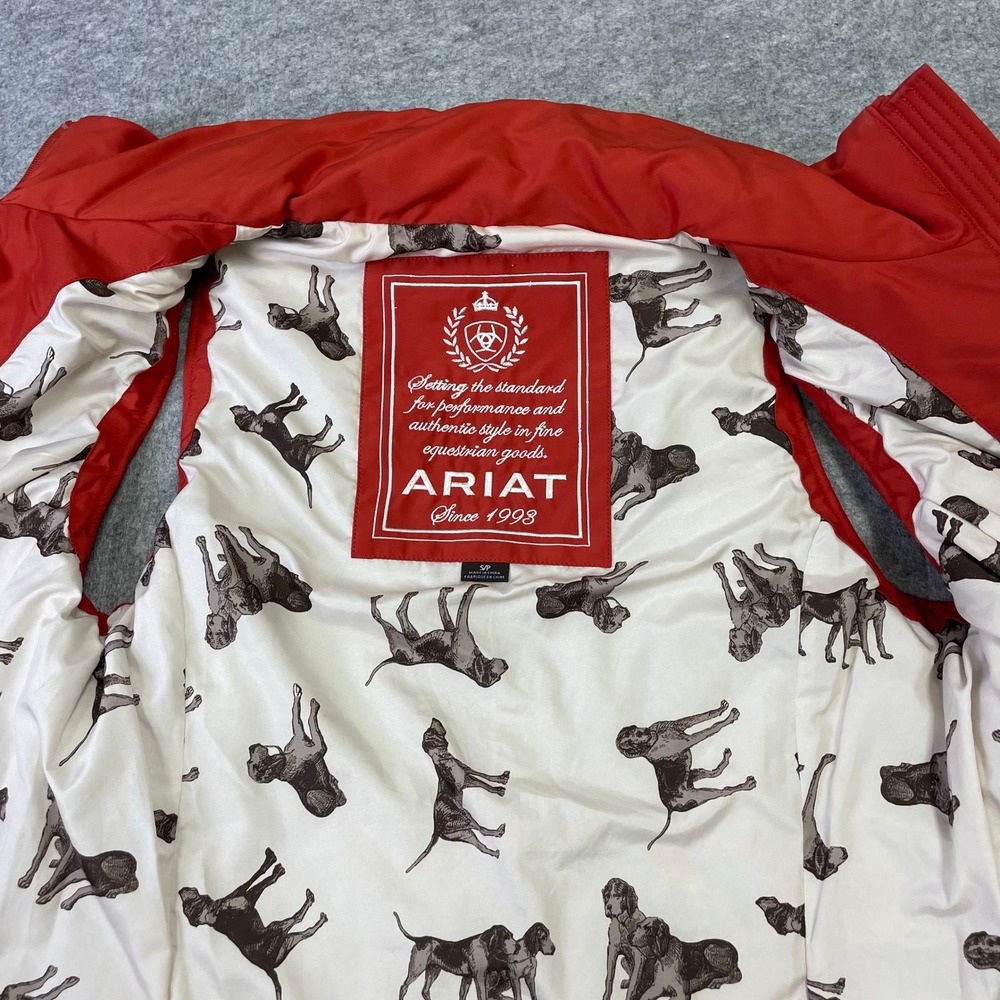 Ariat Womens Red Quilted Equestrian Vest Dog Print Lining Size Small - Picture 8 of 16